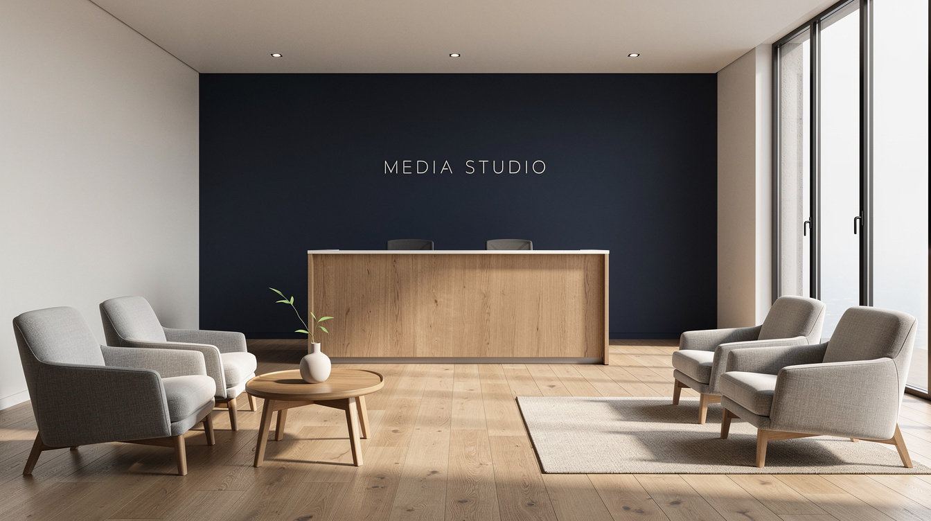 Modern media consultancy office reception area